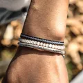 Ensemble de bracelets tressés faits à la main Boho pour hommes bracelet de document en argent