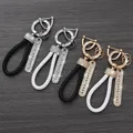 Porte-clés en cuir de luxe anti-perte pour femmes et hommes porte-clés en cristal porte-clés avec
