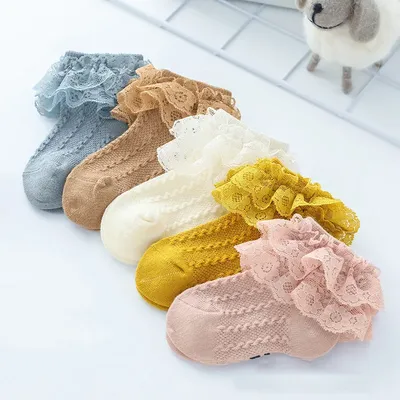 Chaussettes en dentelle à volants pour bébé en coton pour nouveau-né pour filles mignonnes Style