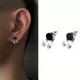 Boucles d'oreilles patte de crochet de document en argent pour hommes et femmes Onyx noir