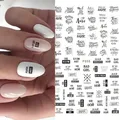 Autocollant 3D pour ongles en lettres anglaises de russie autocollants pour ongles amour cœur