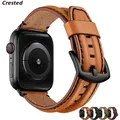 Bracelet en cuir véritable pour bracelet de montre Apple 44mm 40mm 42mm 38mm Double quille bracelet