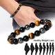 Nouveaux Bracelets en hématite magnétique pour hommes perles en pierre d'oeil de tigre Bracelets