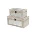 Set of 2 White Contemporary Sized Mirrored Storage Boxes 11.75"