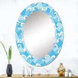 Designart 'Abstract Sea Waves In Light Blue' Nautical & Coastal Printed Wall Mirror