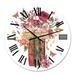 Designart 'Vintage Old Books With Wildflowers' Farmhouse wall clock