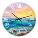 Designart 'Blue Waves Breaking At The Beach IV' Nautical & Coastal wall clock