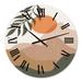 Designart 'Abstract Red Moon In Earth Toned Mountains I' Modern wall clock