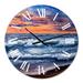 Designart 'Sunset Over The Blue Ocean II' Nautical & Coastal wall clock