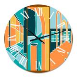 Designart 'Geometric Shapes Building Windows In Vintage Style' Modern wall clock