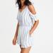 American Eagle Outfitters Pants & Jumpsuits | American Eagle Striped Cold Shoulder One Piece Romper | Color: Blue/White | Size: M