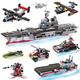 1161 Pieces Aircraft Carrier Building Blocks Set, 13 in 1 Military Battleship Model Building Toy Kit with Armored Tank, Fighter, Patrol Boat & Cannon, Roleplay STEM Construction Toys Gift for Kids 6+