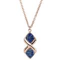 HOLZKERN Mosaic Necklace 24k Rose Gold Necklace for Women Real Blue Lapis Lazuli Crystal Necklace Jewellery Dainty Gold Necklace Adjustable Length Pendant Cute Necklaces for Women Choker