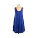 Ann Taylor LOFT Casual Dress - Mini Scoop Neck Sleeveless: Blue Solid Dresses - Women's Size Small