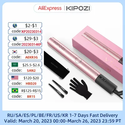 KIPOZI – fer à lisser V7 Pro 2 en 1 double tension en titane pour Salon arrêt automatique fer