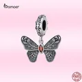 Bamoer – pendentif papillon Vintage en argent Sterling 925 breloque de luxe en Zircon rouge