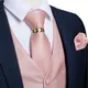 Gilet de costume sans manches pour hommes couleur unie rose ensemble de cravate avec anneau de