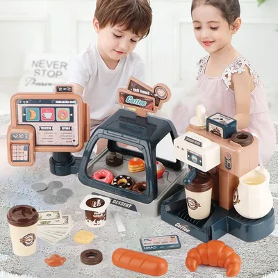 Ensemble de jouets de cuisine pour enfants machine à café simulation de nourriture faux gâteau