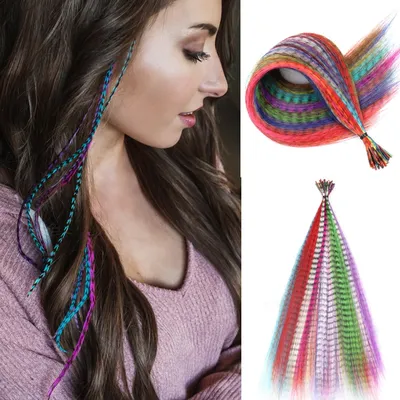 Extensions de cheveux en fausse plume pour filles couleur arc-en-ciel accessoires d'extension de