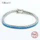 Bracelet de Tennis en argent pur 15-21 cm pavé de 3mm pierre bleue Turquoise beaux bijoux pour