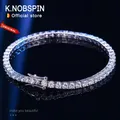 KNOBSPIN 4mm D Couleur Moissanite Tennis Bracelet 925 Sterling Silver Plaqué avec 18k Bracelet en Or