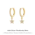 AIDE-Boucles d'oreilles en forme d'étoile à cinq branches pour femmes cristal plaqué or pendentif
