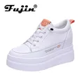 Fujin-Baskets à Semelle Compensée en Cuir group pour Femme Chaussures Blanches Recommandées