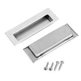 Drawer Door 115 x 41mm Rectangle Recessed Flush Pull Handle Hardware 2Pcs - Silver Tone