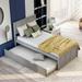 Rasoo Decent Stylish Twin Wood Platform Bed with 1 Removable Modular Wheeled Trundle for Each Side, Max 2 Person Use