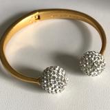Kate Spade Jewelry | Kate Spade Hinged Gold And Crystal Ball Bracelet | Color: Gold | Size: 2 ¼ “ Diameter