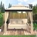 8.9 Ft. W x 5.9 Ft. D Outdoor Gazebo with Convertible Swing Bench Double Roof Soft Canopy Garden Gazebo with Mosquito Netting