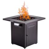 Propane Fire Pits Table, 50000 Btu Gas Square Outdoor Dinning Firepit Fireplace Dinning Tables with Lid & Lava Stone