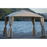 Quality Double Tiered Grill Canopy, Outdoor BBQ Gazebo Tent with UV Protection, Beige