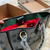 Dooney & Bourke Bags | New Dooney & Bourke Shoulder Bag. Black & Grey With Gold Piping, Zip Pockets. | Color: Black/Gray | Size: Strap Drop Length 8 1/2 In. H 13 1/2 In. L X6 In.