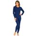 Plus Size Women's Thermal Crewneck Long-Sleeve Top by Comfort Choice in Evening Blue (Size M) Long Underwear Top