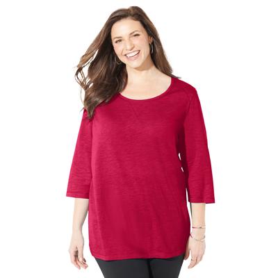 Plus Size Women's Active Slub Scoopneck Tee by Catherines in Red (Size 1X)