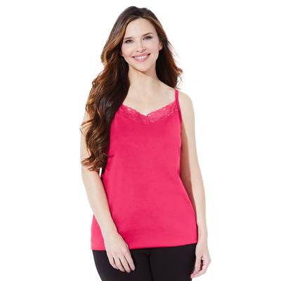 Plus Size Women's Suprema® Cami With Lace by Catherines in Pink Burst (Size 4X)