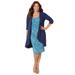 Plus Size Women's Soft Knit Jacket Dress by Catherines in Navy Watercolor Paisley (Size 2X)