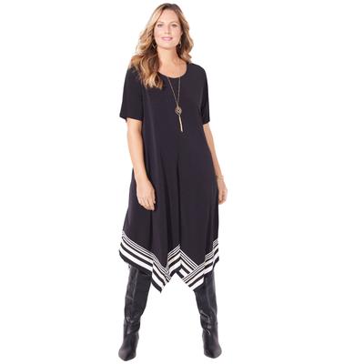 Plus Size Women's Stoneywood Stripe A-Line Dress (With Pockets) by Catherines in Black Stripe (Size 3XWP)