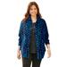 Plus Size Women's Sueded Buttonfront Shirt by Catherines in Dark Sapphire Feather Skin (Size 1XWP)