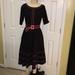 Anthropologie Dresses | - Eshakti Black Belted Pink Trim Fit N Flare Dress | Color: Black/Pink | Size: M