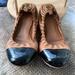 Tory Burch Shoes | Like New Tory Burch Cap Toe Leather Ballet Flats | Color: Black/Tan | Size: 7.5