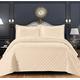 Prime Linens Decorative Quilted Bedspread King Size Bed Throws Embossed Quilt Reversible Coverlet for Bedroom Decor - 3 PCS Beige Bedding Set with 2 Pillowcases