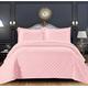 Prime Linens Decorative Quilted Bedspread King Size Bed Throws Embossed Quilt Reversible Coverlet for Bedroom Decor - 3 PCS Pink Bedding Set with 2 Pillowcases