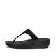 Fitflop Women's Lulu Crystal Embellished Toe-Post Sandals, All Black, 4 UK