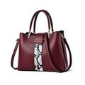 NICOLE & DORIS Women Fashion Handbag Designer Shoulder Bag Ladies Print Top Handle Bag PU Leather Tote Crossbody Bag with Three Compartments Red Wine