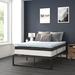 Alwyn Home Metal Platform Bed Frame w/ 12 Inch Pocket Spring Mattress & 2 Inch Memory Foam Topper Upholstered in Black/White | Wayfair