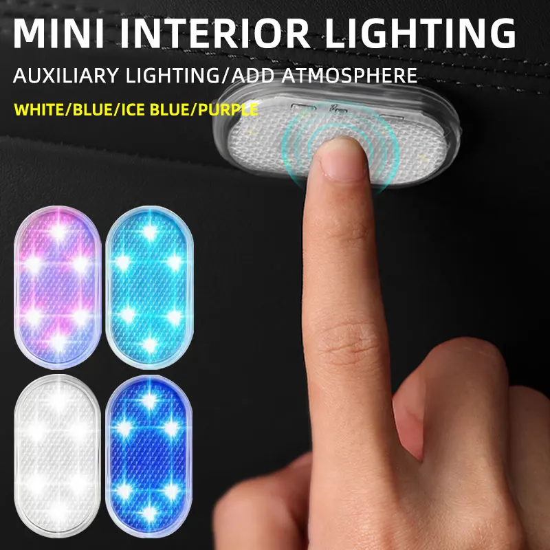 Mini lumière tactile d'intérieur de voiture, 1/2 pièces, lumière ambiante, lampe de lecture de plafond de toit automatique, lampe de nuit tactile de style de voiture, charge USB