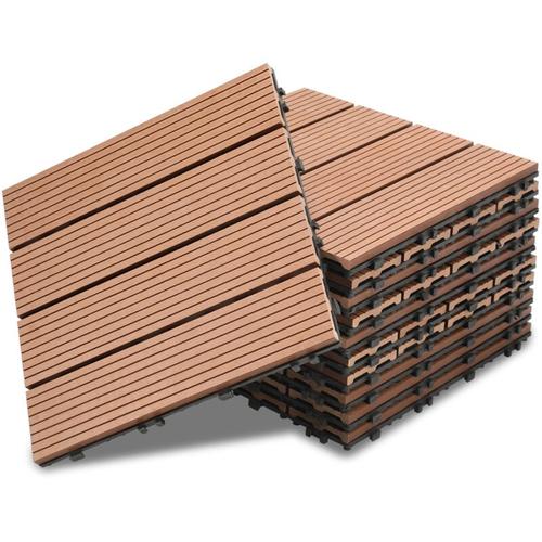Swanew – Terrassenfliesen Holzfliesen wpc Fliesen 55er Kunststoff 5m² Garten 30x30cm Klickfliese