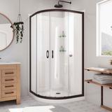 Dreamline Prime 38 Inch x 76-3/4 Inch Semi Frameless Clear Glass Sliding Shower Enclosure in Oil Rubbed Bronze, Base and Backwalls DL-6154-06CL